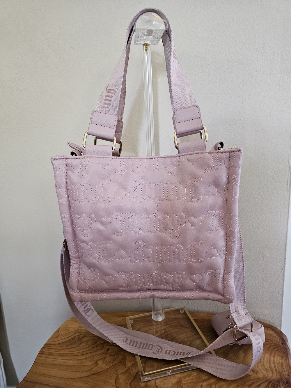 Juicy Couture Pink Quilted Tote Bag with Crossbody Strap - Picture 7 of 7